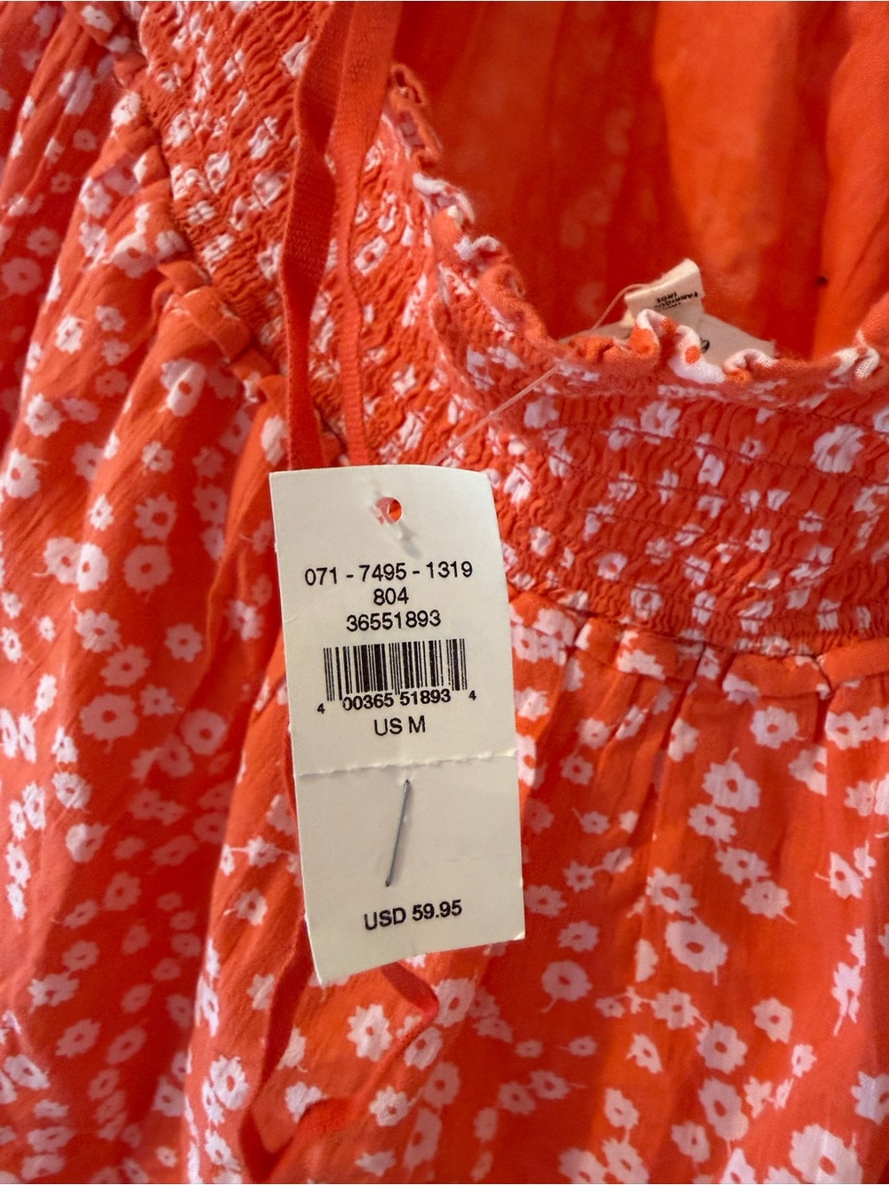 aerie Orange Halter Mini Dress with White Floral Print - Picture 3 of 4
